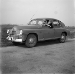 GAZ M 20 Pobjeda típusú személygépkocsi., 1955, Kurutz Márton, közlekedés, szovjet gyártmány, GAZ-márka, sofőr, automobil, GAZ M20 Pobjeda, rendszám, Fortepan #10292