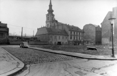 Magyarország, Tabán, Budapest I., a Döbrentei utca házai a Fátyol utcánál a Várkert (Groza Péter) rakpartról nézve. Háttérben az Alexandriai Szent Katalin-templom. A kép forrását kérjük így adja meg: Fortepan / Budapest Főváros Levéltára. Levéltári jelzet: HU_BFL_XV_19_c_11, 1960, Budapest Főváros Levéltára / Városrendezési és Építészeti Osztályának fényképei, A Fővárosi Tanács VB Városrendezési és Építészeti Osztályának, Budapest, Fortepan #103693