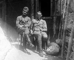 1917, Kurutz Márton, First World War, uniform, men, soldier, wooden cottage, Fortepan #10371