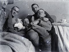 1917, Kurutz Márton, First World War, uniform, medical institution, tableau, men, illness, bed, Fortepan #10392