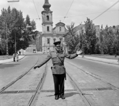 Magyarország, Budapest I., Attila út (körút), szemben az Alexandriai Szent Katalin-templom. A kép forrását kérjük így adja meg: Fortepan / Budapest Főváros Levéltára. Levéltári jelzet: HU.BFL.XV.19.c.10, 1959, Budapest Főváros Levéltára / BRFK helyszínelési fényképei, BRFK Hivatala Bűnügyi Technikai Osztály, rendőr, Budapest, Fortepan #104164