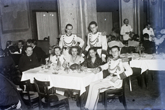 Hungary, 1948, Hámori Gyula, Budapest, lady, tableau, table society, cadet, Fortepan #104637