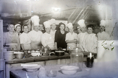 Hungary, Budapest XI., Gellért Gyógyfürdő, konyha., 1948, Hámori Gyula, kitchen, chef, Budapest, tableau, Fortepan #104686