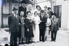 Magyarország, Budapest VII., a Kazinczy utcai orthodox központ udvara, hüpe (menyegzői baldachin) a zsinagógánál., 1947, Hámori Gyula, zsidóság, Budapest, hüpe, esküvő, Fortepan #104696