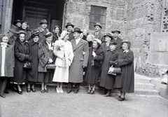 Hungary, Budapest VII., Dohány utca, a felvétel a zsinagóga udvarán készült., 1948, Hámori Gyula, Budapest, wedding ceremony, tableau, Fortepan #104780