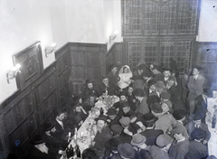 Magyarország, Budapest VII., Kazinczy utcai orthodox központ, díszterem., 1948, Hámori Gyula, esküvő, zsidóság, Budapest, Dávid csillag, lakodalom, Fortepan #105325