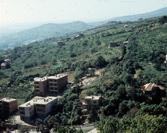 Magyarország, Pécs, kilátás a Hotel Kikelet felől, előtérben a Hunyadi János utca, távolban a Makár-domb., 1963, Hunyady József, színes, Fortepan #105923