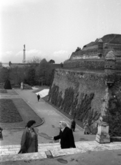 Serbia, Belgrade, Nándorfehérvári vár, szemben az oszlopon Belgrád jelképe, a Győztes szobra., 1965, Hunyady József, Fortepan #106009