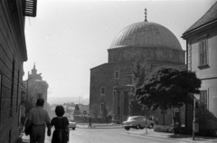 Hungary, Pécs, Hunyadi János utca a Széchenyi tér és a Dzsámi felé nézve., 1962, Hunyady József, M21 Wolga, mosque, Fortepan #106242