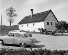 Magyarország, Nemesvámos, Vámosi betyárcsárda., 1968, Hunyady József, szekér, Wartburg-márka, Wartburg 311/312, Fortepan #106496