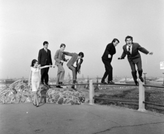 Hungary, Budapest XI., Koncz Zsuzsa énekesnő és a Metró együttes: Latzin Norbert, Brunner Győző, Sztevanovity Dusán, Sztevanovity Zorán, Bokány Ferenc., 1965, Hunyady József, Budapest, Fortepan #106626