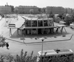 Magyarország, Szeged, Mars (Marx) tér, autóbusz-állomás., 1967, UVATERV, MÁVAUT-szervezet, látkép, buszpályaudvar, helységnév tábla, autóbuszállomás, Fortepan #10699