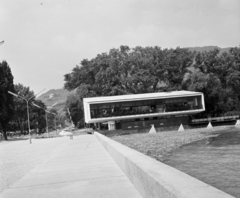 Hungary,Lake Balaton, Badacsonytomaj, hajóállomás, Tátika étterem (Callmeyer Ferenc, 1962.)., 1963, Hunyady József, restaurant, modern architecture, Ferenc Callmeyer-design, Fortepan #107091