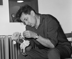 Hungary, Budapest VII., Rákóczi út 30., Fényes Adolf terem. Foky Ottó animációsfilm-rendező a műveiből készült kiállításon., 1963, Hunyady József, Budapest, puppet, Fortepan #107141