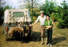 1983, Fortepan, színes, szovjet gyártmány, ősz, UAZ-márka, vadászat, dzsip, emberpár, szarvas, Fortepan #10734