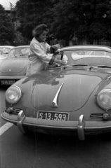 Hungary, Budapest XI., Műegyetem rakpart., 1965, Hunyady József, number plate, Porsche-brand, Budapest, Fortepan #107366