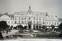 Romania,Transylvania, Satu Mare, Deák tér (Piata Libertatii), Pannónia (később Dacia) hotel., 1940, Kókány Jenő, hotel, Secession, Art Nouveau architecture, Zoltán Bálint-design, Lajos Jámbor-design, Fortepan #107447