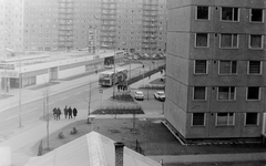 Magyarország, Újpalota, Budapest XV., Erdőkerülő utca., 1979, Fortepan, autóbusz, Trabant-márka, magyar gyártmány, lakótelep, Fiat-márka, Ikarus-márka, Polski Fiat-márka, látkép, Fiat 850, Ikarus 280, Budapest, Fortepan #10754