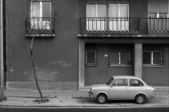 Magyarország, Budapest I., Attila út 115., 1982, Makovecz Benjamin, Fiat-márka, olasz gyártmány, graffiti, Fiat 850, Budapest, Best of, Fortepan #107892