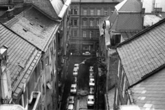 Hungary, Budapest V., Szarka utca a Váci utcától a Veres Pálné utca felé nézve., 1982, Makovecz Benjamin, Polski Fiat-brand, Budapest, bird's eye view, Fortepan #107916