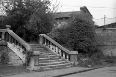 Magyarország, Budapest XXII., Savoyai Jenő (Budafoki) tér., 1982, Makovecz Benjamin, lépcső, Budapest, Fortepan #107939