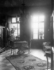 1922, Mészöly Leonóra, carpet, furniture, interior, chandelier, Fortepan #10801