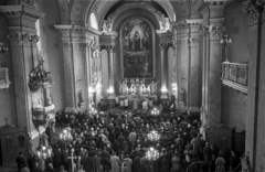 Magyarország, Budapest VIII., Horváth Mihály tér, Szent József-templom., 1956, Hámori Gyula, katolikus, szószék, oltár, templombelső, Budapest, Fortepan #108426