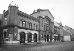 Magyarország, Budapest I., Batthyány téri vásárcsarnok., 1952, UVATERV, vörös csillag, DKW F5/F7/F8, vásárcsarnok, Budapest, Klunzinger Pál-terv, Fortepan #10901