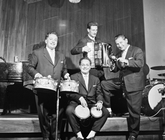 Hungary, Budapest XI., Gellért Szálló, Club együttes (Hummer Miklós, Nikolics Ottó, Nikolics János, Bartos Gyula)., 1962, Bauer Sándor, band, Budapest, Fortepan #109285