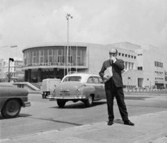 Izrael, Tel-Aviv, Habima Nemzeti Színház., 1964, Bauer Sándor, nemzeti színház, színház, héber írás, Oskar Kaufmann-terv, Fortepan #109361