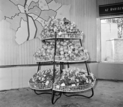 Magyarország, Budapest X., Albertirsai úti vásár területe, Országos Mezőgazdasági Kiállítás és Vásár. A Közért vállalat önkiszolgáló boltja., 1959, Bauer Sándor, árukínálat, állvány, Budapest, Közért Vállalat, Fortepan #109454