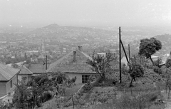 Magyarország, Budapest XII., Orbán-hegy, látkép a Gellért-hegy felé., 1960, Fortepan, légvezeték, Budapest, Fortepan #1098