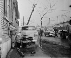 1964, Bauer Sándor, baleset, villamos, GAZ M21 Volga, Csepel 452, FSO Warszawa, Fortepan #110477