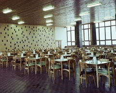 Hungary, 1972, Bauer Sándor, colorful, restaurant, carafe, tile, neon lights, canteen, Fortepan #110652