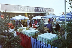 Magyarország, Budapest X., az Albertirsai úti vásár területe, a "Budapesti Vadászati Világkiállítás 1971" idején., 1971, Bauer Sándor, színes, étterem, nemzetközi vásár, pavilon, Budapest, Fortepan #110927