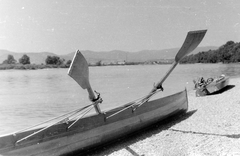 Magyarország, Szentendrei-Duna, Szentendre és Budakalász között., 1963, Kurutz Márton, csónak, motorcsónak, evezés, evező, Fortepan #11144