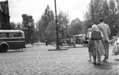 Magyarország, Budapest XIV., Hősök tere az Andrássy út (Népköztársaság útja) torkolatánál., 1957, Fortepan, közlekedés, autóbusz, utcakép, Ikarus-márka, Ikarus 60, földalatti, Budapest, Fortepan #11170