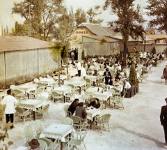 Magyarország, Budapest X., Albertirsai úti vásár területe, Országos Mezőgazdasági Kiállítás és Vásár., 1958, Bauer Sándor, színes, felirat, étterem, kerthelyiség, posta, Budapest, Fortepan #112084