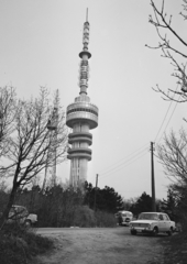 Magyarország, Pécs, TV adótorony a Misina tetőn., 1973, Bauer Sándor, Lada-márka, tévétorony, rendszám, VAZ 2101, Vízvárdy István-terv, Söpkéz Gusztáv-terv, Thoma József-terv, Fortepan #112443