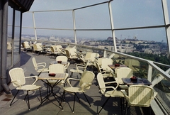 Hungary, Budapest II., kilátás a Budapest körszálló teraszáról a Parlament és a budai Vár felé., 1975, Bauer Sándor, colorful, terrace, picture, lookout, Budapest, Fortepan #112598