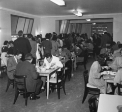 Hungary, Budapest V., Markó utca 16., a Nehézipari Minisztérium étterme., 1962, Bauer Sándor, self-serving restaurant, Budapest, ceiling lamp, Fortepan #112745