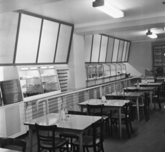 Hungary, Budapest V., Markó utca 16., a Nehézipari Minisztérium étterme., 1962, Bauer Sándor, decanter, self-serving restaurant, Budapest, ceiling lamp, Fortepan #112747