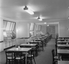 Hungary, Budapest V., Markó utca 16., a Nehézipari Minisztérium étterme., 1962, Bauer Sándor, self-serving restaurant, Budapest, ceiling lamp, Fortepan #112748