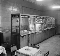 Magyarország, Budapest VII., Dohány utca - Osvát (Miksa) utca sarok, ülőfogyasztású büfé a Kulacs étteremben., 1960, Bauer Sándor, büfé, hűtőpult, Budapest, faburkolat, Fortepan #112763