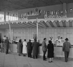 Magyarország, Budapest X., Albertirsai úti vásár területe, Országos Mezőgazdasági Kiállítás és Vásár., 1958, Bauer Sándor, büfé, neon felirat, Budapest, Mézes Mackó, Mackó Büfé, képarány: négyzetes, Fortepan #112791