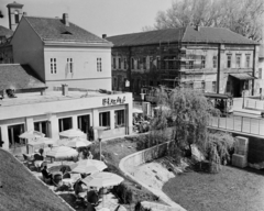 Hungary, Budapest II., Frankel Leó út 48., Malomtó Bisztró, háttérben a Császár Fürdő épülete., 1962, Bauer Sándor, tram, Trailer car, Budapest, Fortepan #113895