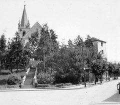 Romania,Transylvania, Târgu Mureș, Vártemplom., 1941, Gyöngyi, stairs, Fortepan #11401