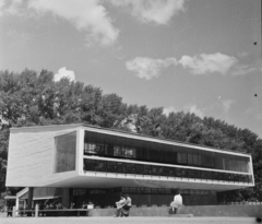 Hungary,Lake Balaton, Badacsonytomaj, hajóállomás, Tátika étterem (Callmeyer Ferenc, 1962.)., 1962, Bauer Sándor, restaurant, port, modern architecture, Ferenc Callmeyer-design, Fortepan #114042