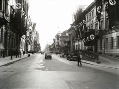 Németország, Berlin, a Wilhelmstrasse horogkeresztes zászlókkal feldíszítve., 1938, Buzinkay Géza, Fortepan #114557