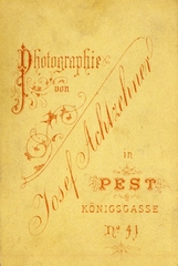 Hungary, Budapest VII., Király utca 41., Josef Achtzehner fényképész., 1900, Fortepan, studio, photographer, verso, Budapest, Fortepan #114755